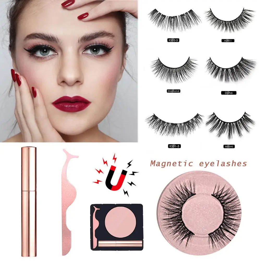 Women Make Up Tool  - Magnetic Eyeliner Liquid Magnet And False Eyelash Kit Reusable Natural Look False Lashes