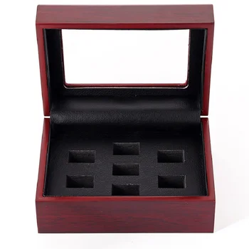 

7 hole Wooden Champion Ring Box Baseball Football and Basketball Man Championship Ring Display Box