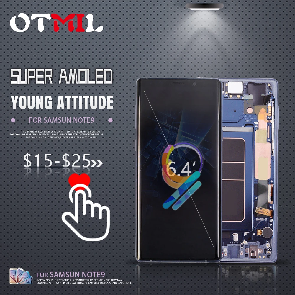 

OTMIL 6.4"AMOLED For SAMSUNG Galaxy Note 9 LCD Touch Screen with Frame N960 For SAMSUNG Note 9 Display N960D N950F Note9 LCD #1