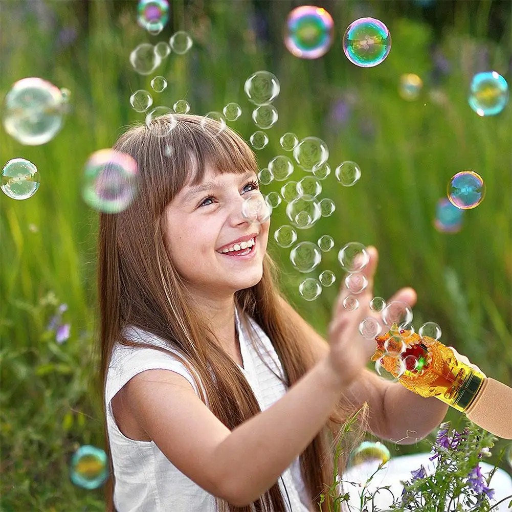 LeadingStar Children Dinosaur Bubble Maker Electric Bubble Gun with Music Light as Perfect Gift for Kids