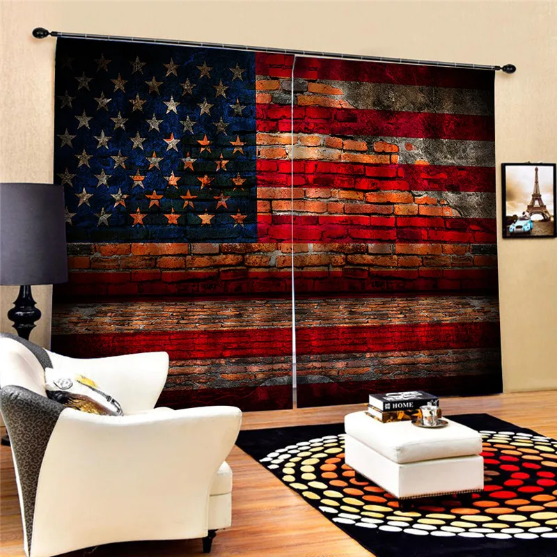 3D Paint Solid flag Blackout Curtain For Living room Home Decor Drape Curtains Bedroom high shading rate Rideaux JUN10