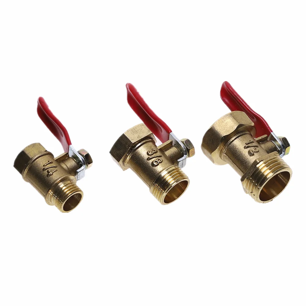 

1/4'' 3/8'' 1/2'' Female/Male Thread Ball Valve Brass Connector Joint Copper Pipe Fitting Coupler Adapter