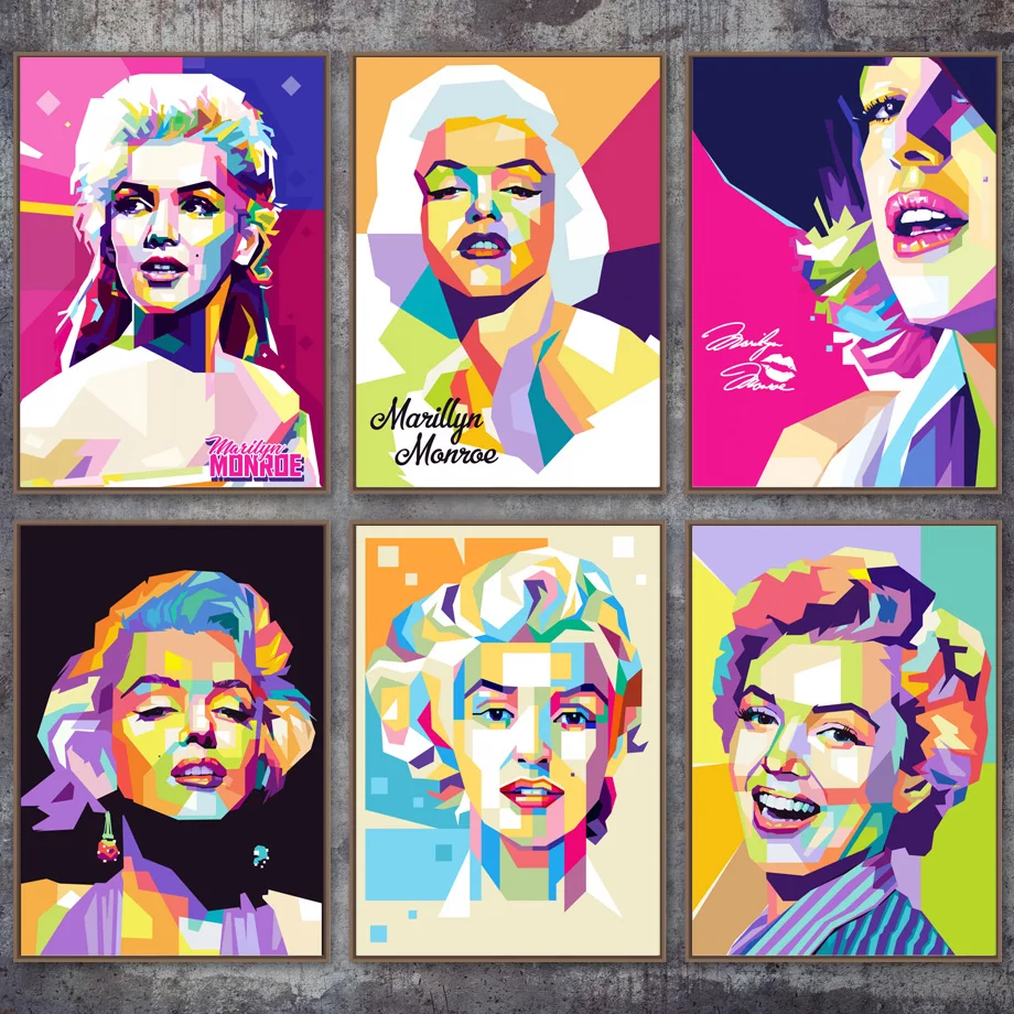 

Abstract Geometry Marilyn Monroe Wall Art Canvas Painting Nordic Posters And Prints Wall Pictures For Living Room Pop Art Decor