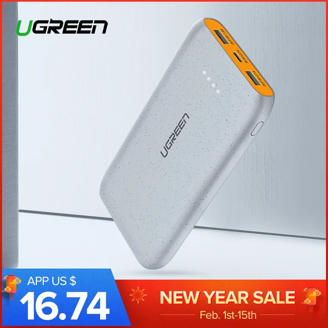 Ugreen power Bank 20000 мАч Тонкий power bank для Xiaomi Mi 8 портативный внешний аккумулятор зарядное устройство для iPhone 7 8 X Dual USB Pover Bank