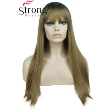StrongBeauty 2" Длинные Ombre Gonden блонд Прямой полный синтетический парик парики цвета на выбор