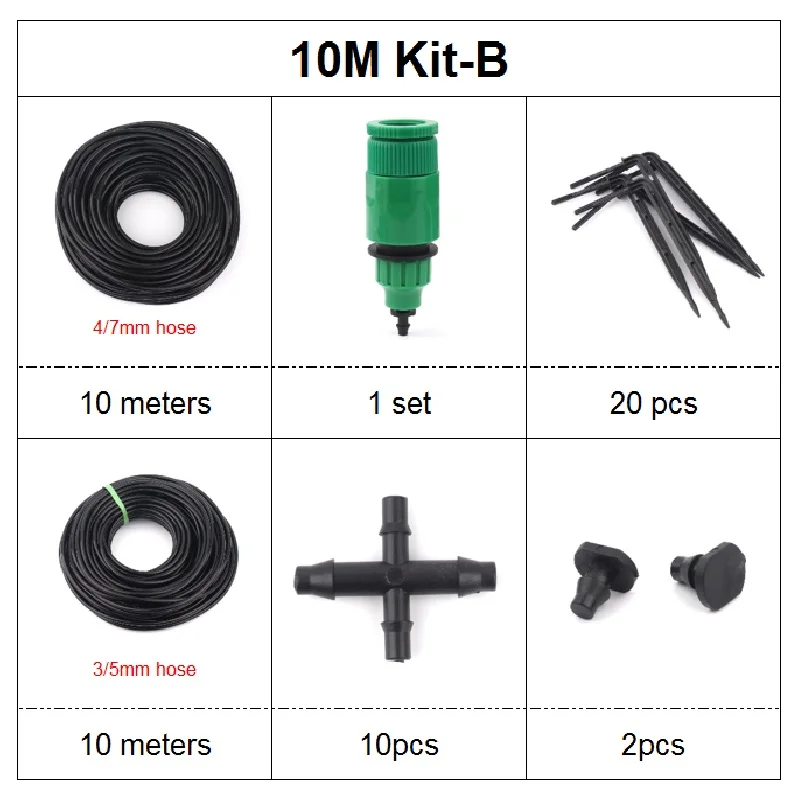 NuoNuoWell 10 м капельный набор стрел микро капельная оросительная система для бонсай теплицы Детский горшок садовые наборы для полива - Цвет: 10m kit-B
