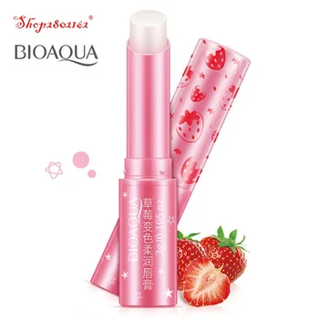 

HOT BIOAQUA Strawberry Change Color Moisturizing Lip Balm Lips Care Cosmetics Reduces Lipstick Firming Lip Color Hydrating 3g