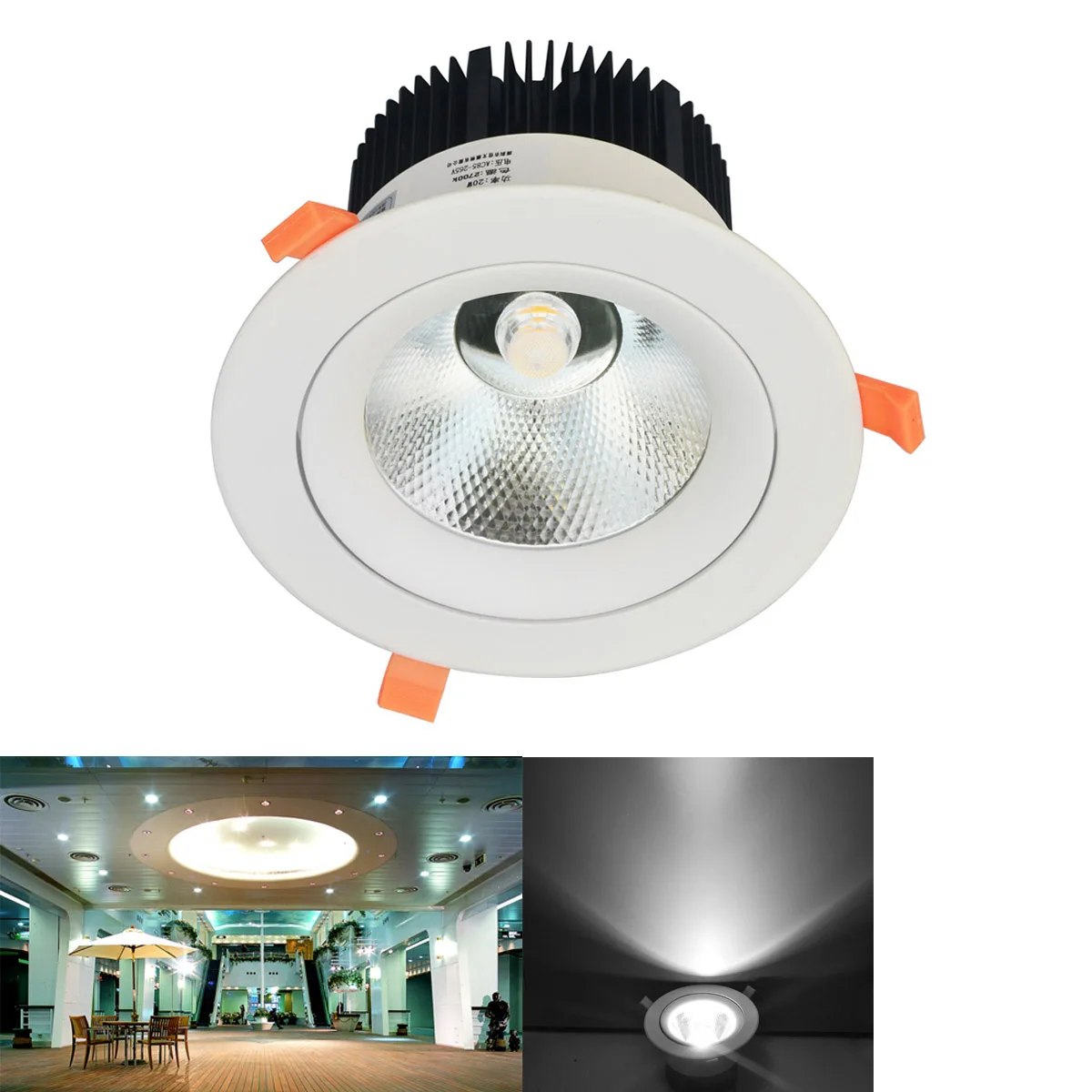 

Dimmable LED Downlight 20W AC85-265V very bright LED COB chip canister light embedded ceiling white/warm white