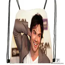 Custom Ian Somerhalder Drawstring Backpack Bag Cute Daypack Kids Satchel (Black Back) 31x40cm#20180611-02-82