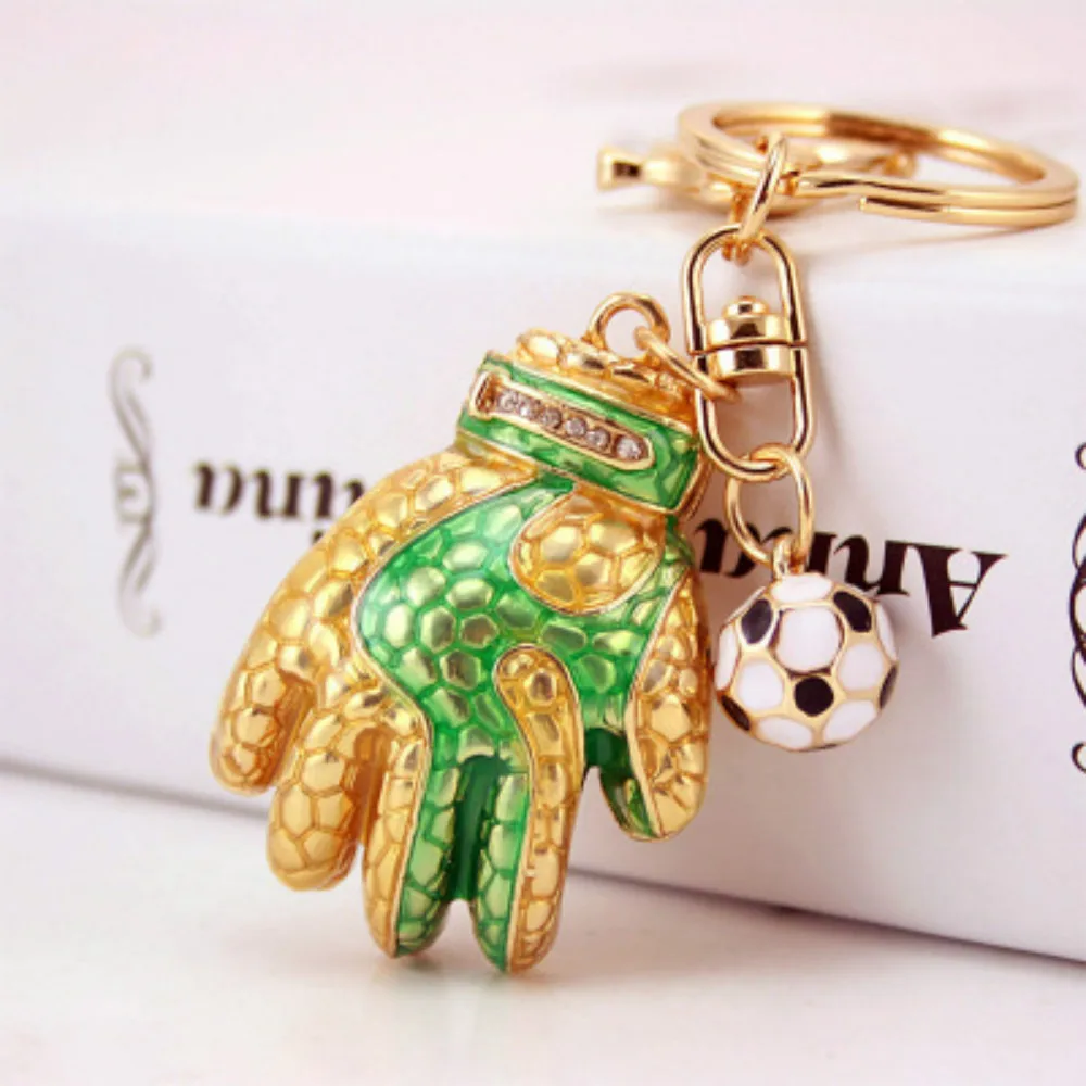 Креативные футбольные перчатки из сплава с кристаллами, брелки, футбольный Сувенирный вентилятор, подарок для влюбленных, унисекс, высокое качество, 1 шт.,, новинка - Цвет: keychain-green