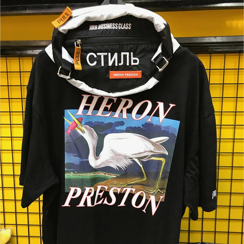 Heron Preston T Shirts Red crowned Crane Show House Heron Preston CTNNB Embroidery T shirt 18SS