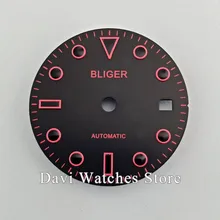 Bliger/Стерильная Горячая 28,5 мм Дата Окно циферблат fit 2824 2836 Miyota 8215 8205 821A движение