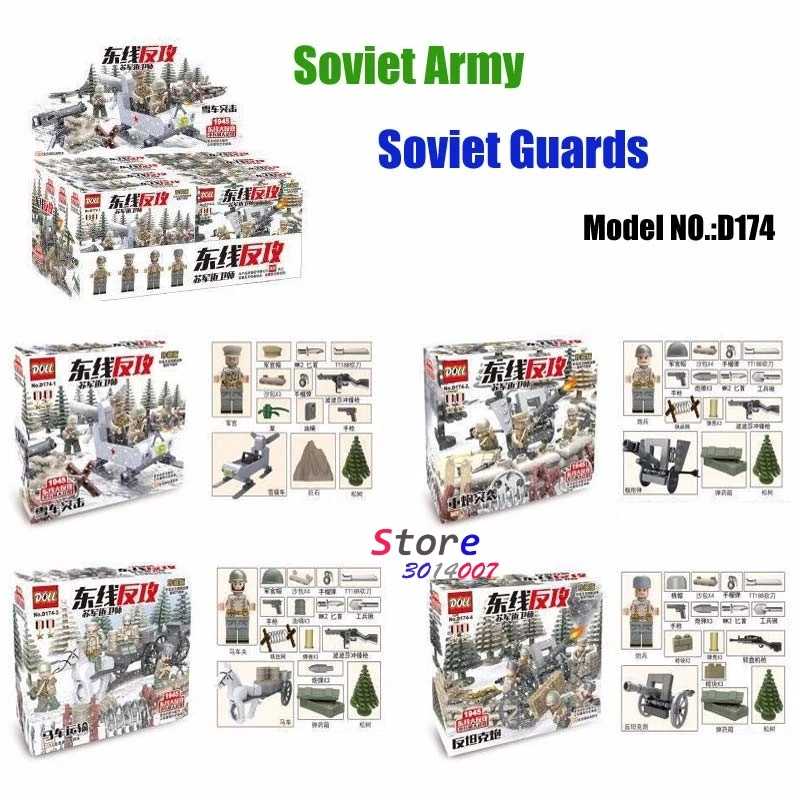 

World War 2 East Line 1945 Battle Soviet Union Army Soldiers Military Weapons Model Building Blocks Brick toys for children