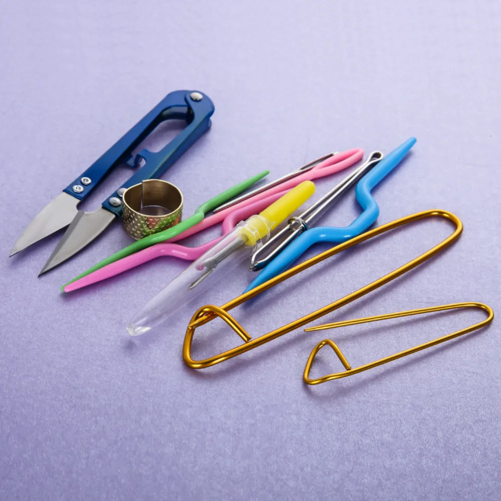 1 Набор крючков для вязания, плетения, штифтов, ножниц, рукоделия, аксессуары для вязания, инструменты для шитья «сделай сам» с пластиковой коробкой