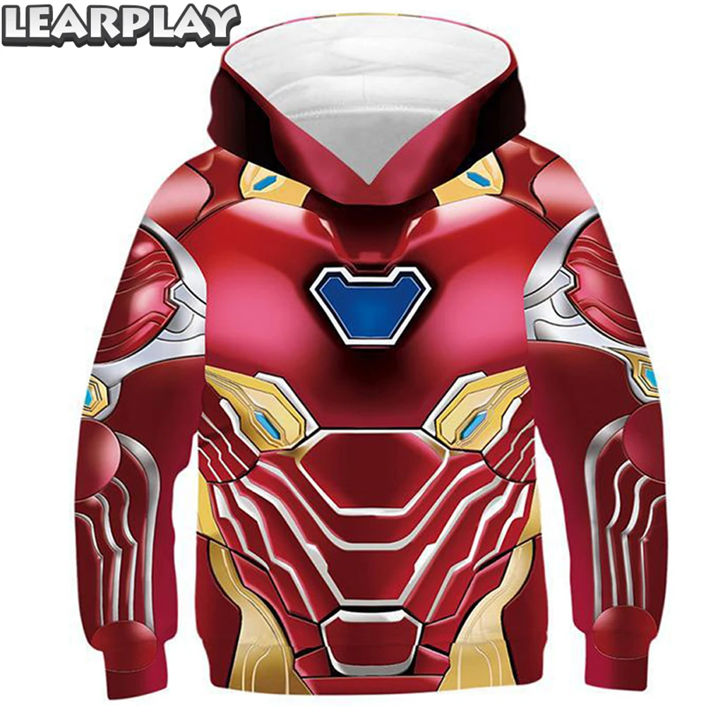 

Endgame Iron Man Hoodies For Kids Children 3D Print Super Hero Cosplay Unisex Hooded Sweatshirt Casual Long Sleeve Coat Pullover
