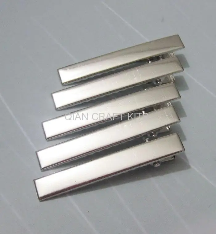 

400pcs--33x7mm Silver tone plated metal hair alligator clip barrette free shipping lead and nickle free