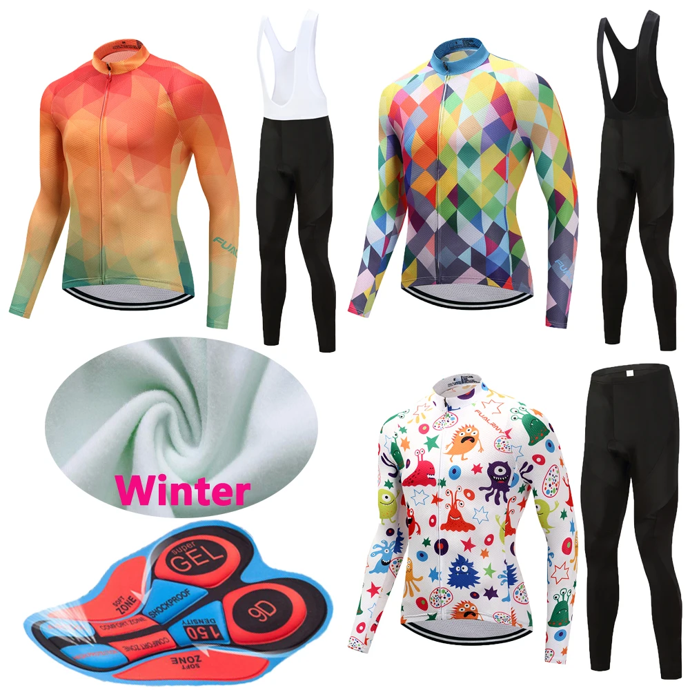 

Pro Winter Thermal Fleece Bike Jersey 9D Gel Pad Cycling Clothes 2019 Men Funny Bicycle Clothing Kit Maillot Wear Uniform Dress