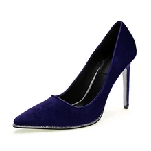 2017 Spring Pointed Toe Velvet Spike High Heels Stiletto Wedding Party font b Shoes b font