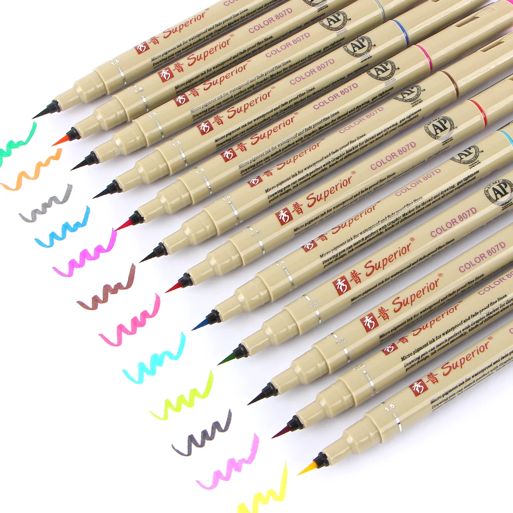 12 Color Needle Drawing Brush Pen Artist Soluble Colors Drawing Design Paints Copic Sketch