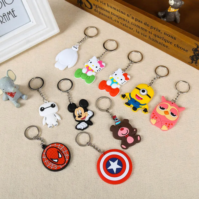 

Original New Cute Silicone Phone Accessories Cartoon Rings Trinket Soft PVC Keychain Minions Marines Key Chains Souvenirs Gift