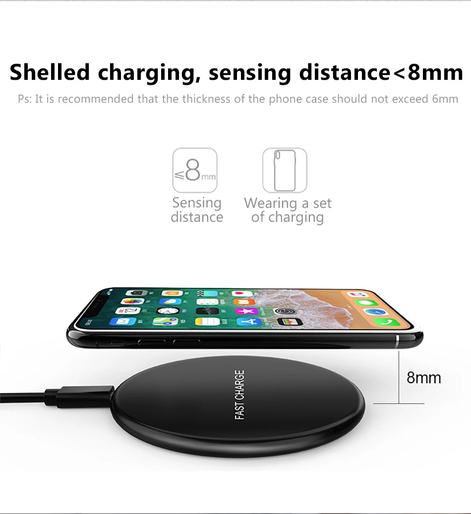 !ACCEZZ Qi Wireless Charging 7.5W 10W For Samsung Galaxy S8 S9 Plus Note 8 Universal Fast Charge For iPhone 8 Plus XS XR Charger (6)