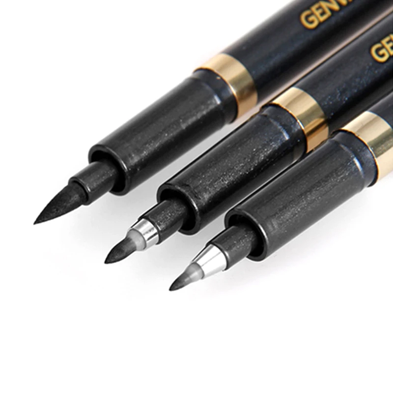 New S/M/L 3Pcs Drawing Sketch Markers Soft Chinese Japanese Calligraphy Brush Ink Pen For Office School Writing Art Supplies photo