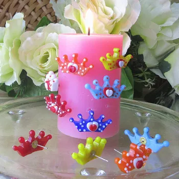 

6pcs Custom Hand Blown Glass crown model sculpture insert candle festival party decorative candle holder glass accessories gifts