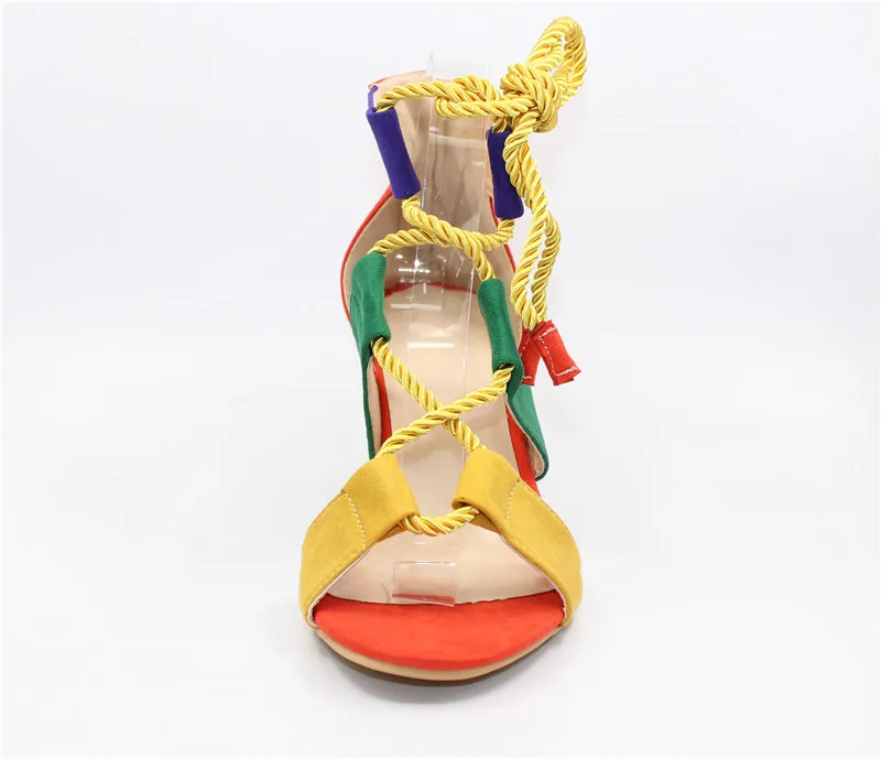 Женские туфли-лодочки в гладиаторском стиле на высоком каблуке с круглым носком; замшевые свадебные туфли на шнуровке с открытым носком; женские сандалии на платформе; sapato feminino; 9523W