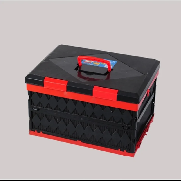 

45l Three-color Folding Plastic Trunk Consolidation Box Car Storage Storage Box Car Supplies Wholesale Gray Black and Blue