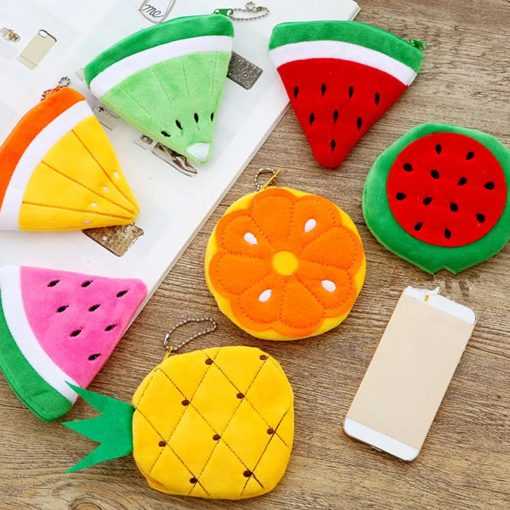

cable organizer bag Kawii Fruits Lemon Watermelon Portable Plush Pocket Wallet Plush Toy Keychain Pe #sy