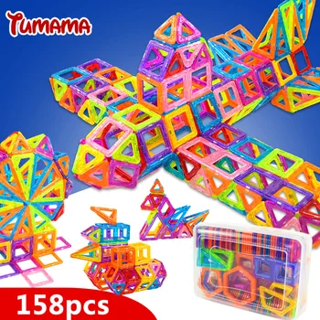 TUMAMA Mini 158pcs/lot Magnetic Building Blocks Toys Construction Model DIY 3D Magnetic Designer Educational Brick New Year Gift