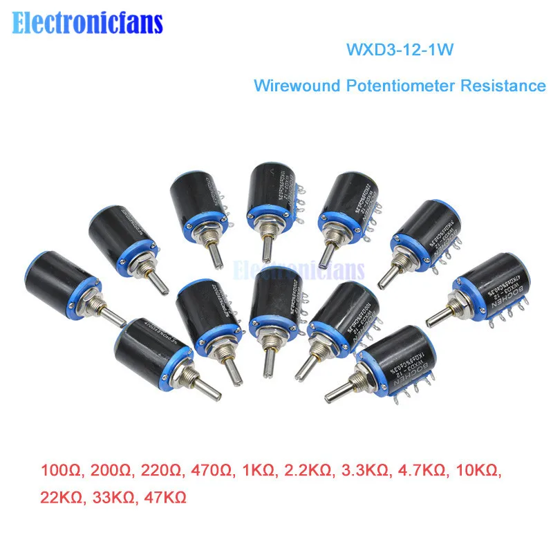 WXD3-12-1W WXD3-12 1W проволочный потенциометр сопротивление 100R 200R 470R 1K 2 K 4 7 10K 22K 47KΩ Ohm 5