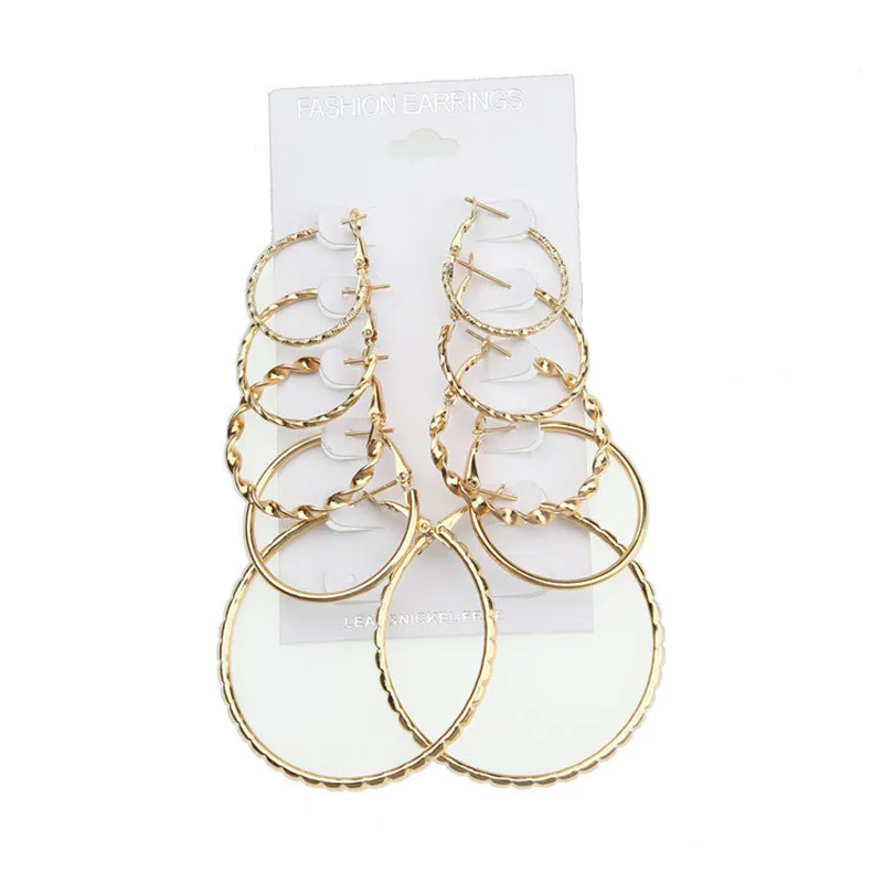 

Bonita Ella 5 pairs Circle Round Hoop Earrings Fashion Jewelry