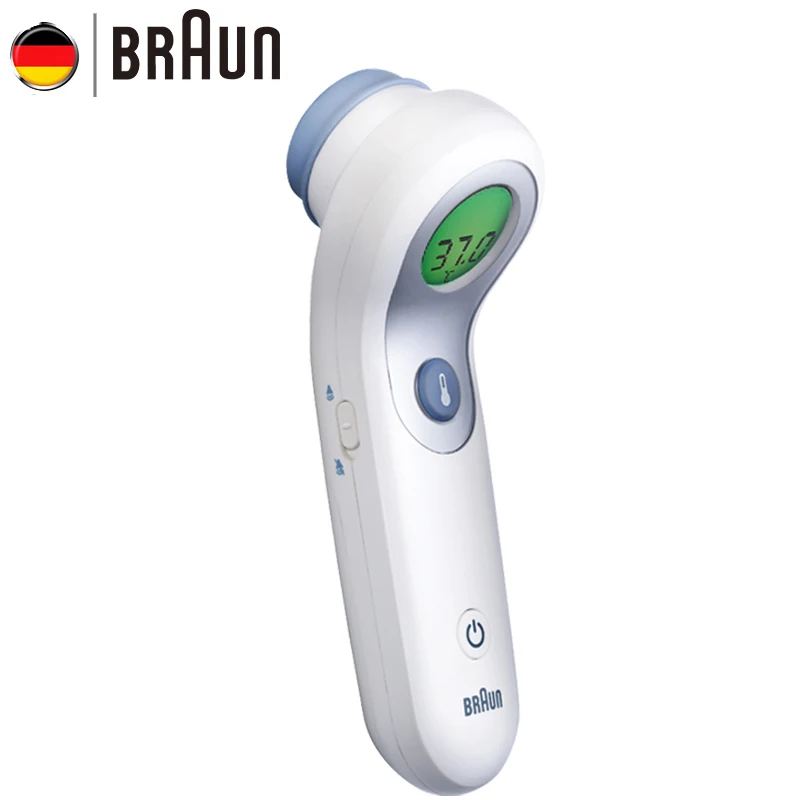 

Bruan NTF3000 Infrared Forehead Thermometer with 3 Colors LCD Digital Screen Powered by AAA Battery