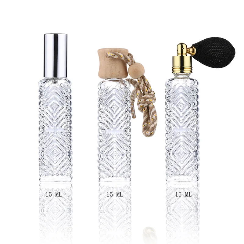 3PCS 15ML Women Perfume Bottle Rhomboidal Car Hanging Refillable Air Freshener Atomizer Empty Atomizer Ball Cosmetic Containers (9)