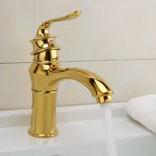 Free shipping Wholesale bathroom rose gold faucet with single handle golden basin sink faucet and brass bathroom gold mixer tap free shipping gold clour double handles bathroom bidet faucet sex faucet mixer tap