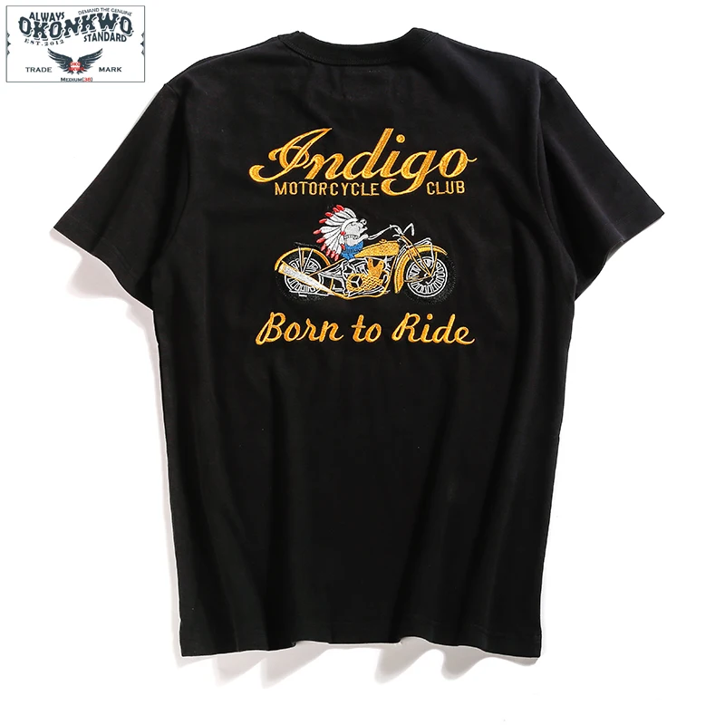 

Summer New 100% Cotton Motorcycle Embroidery T-shirt Men Casual Streetwear Normcore T Shirt Mens Tee for Woman Clothing 2019