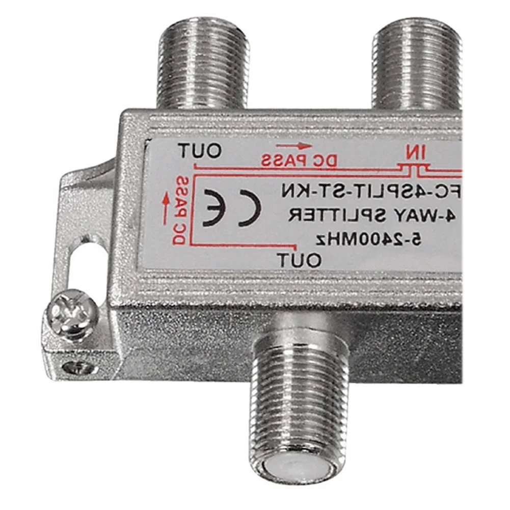 4 Way спутниковый кабель сигнал 5-2450 МГц разветвитель четырехполосный разветвитель в литой корпус со спутниковым DC-power pass