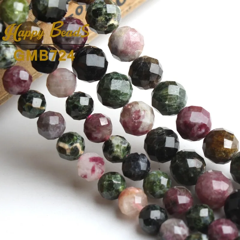 Натуральный драгоценный камень красочные бусины из турмалина граненые россыпью