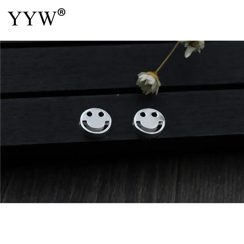 Серебряные бусины 925 пробы улыбающееся лицо, 10mm, Приблизительно 1,3mm, продается Лот