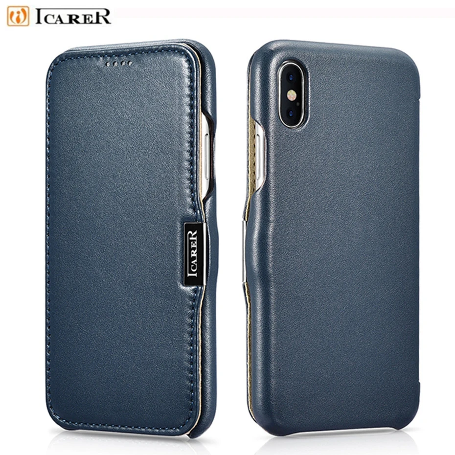 ICarer роскошный флип-чехол для iPhone X XR XS Max чехол из натуральной кожи Xs Магнитный