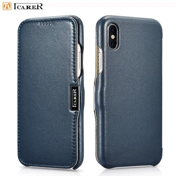 

iCarer Luxury Flip Cover For iPhone X XR XS Max Real Genuine Leather Case For iPhone Xs Xs Max Magnetic Folio Cover