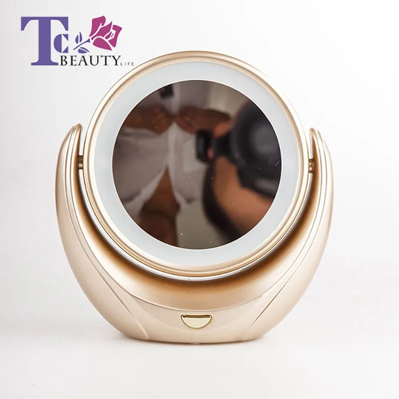 

ABS Pocket LED Makeup Mirror Vanity Tabletop Magnifying Desktop Compact Cosmetic Portable Mirrors Double-Sided Beauty Tool