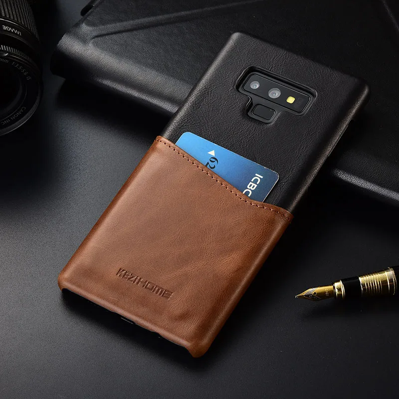 Case for Samsung Galaxy Note 9 KEZiHOME Two Colors Genuine Leather Hard Back Cover For Note9 with Card Pocket | Мобильные телефоны
