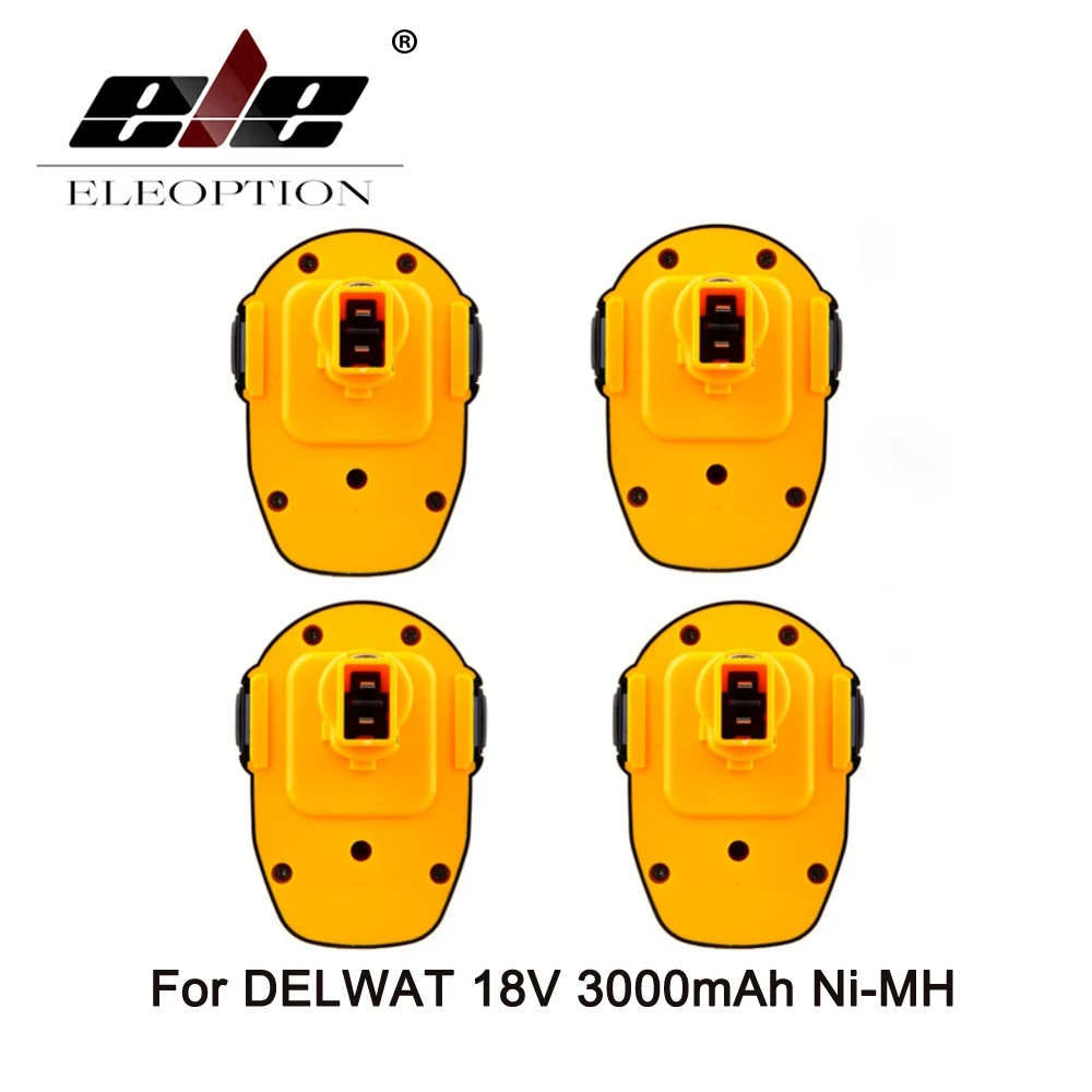 

ELEOPTION 4PCS 18V 3000mAh For DeWalt DC9096 Rechargeable Battery Power Tools Battery for DE9503 DE9039 DE9095 DE9096 Ni-MH