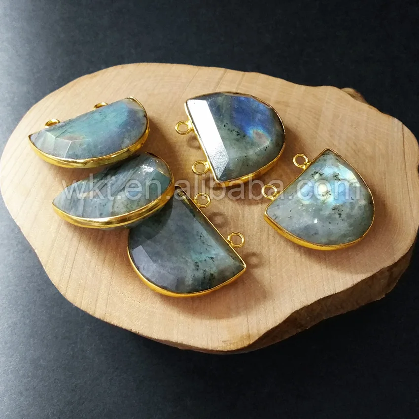 WT P805Charm полукруг из Лабрадорита кулон для ожерелья натуральный камень лабрадорит