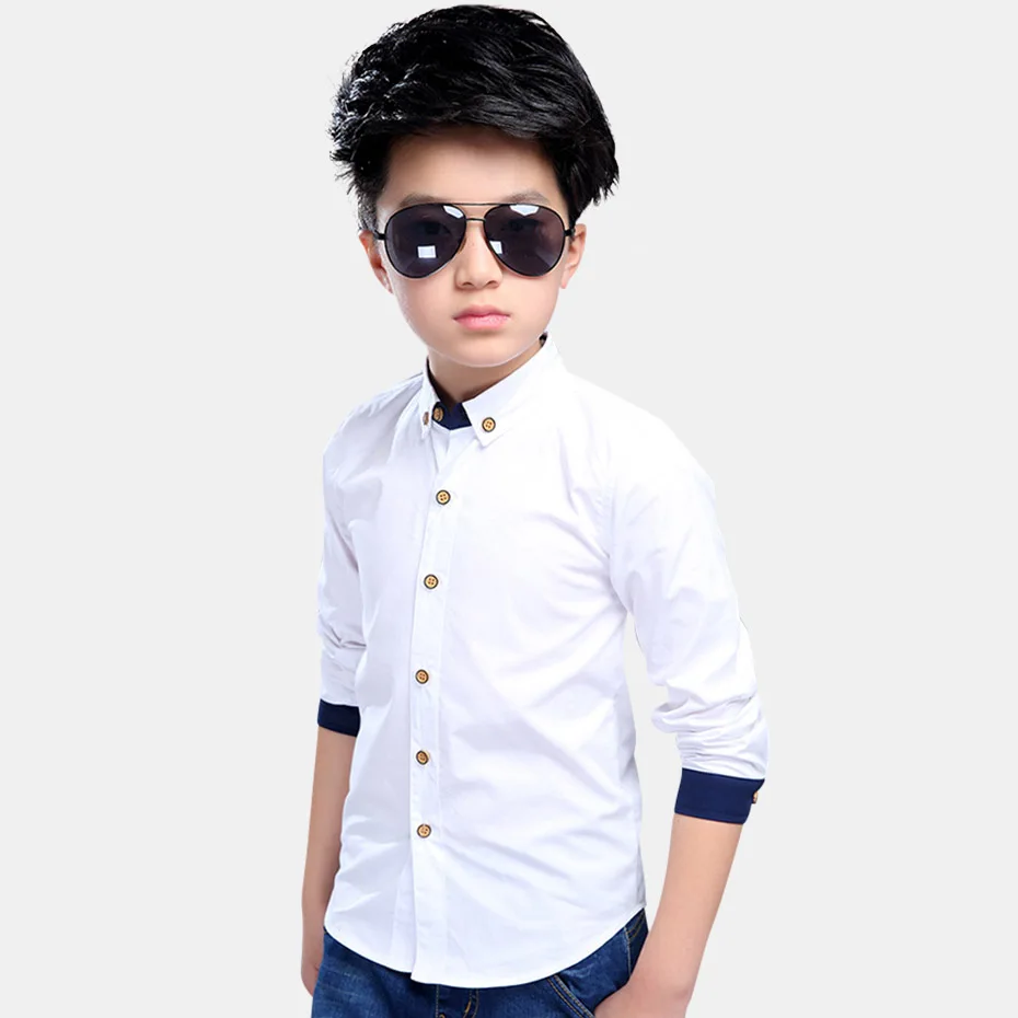

Boys Shirt Spring Autumn Wear Shirt For Children's Casual Kids White Shirt 6 8 10 12 13 14 Year Boys Clothes