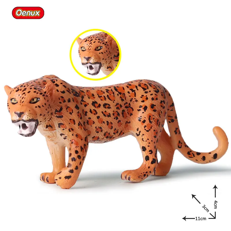 Oenux оригинальные дикие животные Leopard Lion Модель фигурка Альпака Павлин Статуэтки-пауки миниатюрная Коллекция игрушек для детей - Цвет: Jaguar