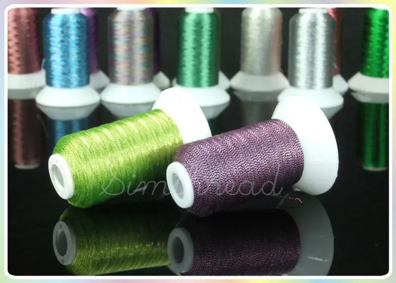 

Simthread Metallic Embroidery Thread Maderia 32 Colors-500M Each, with 10pcs Type A Empty Bobbins