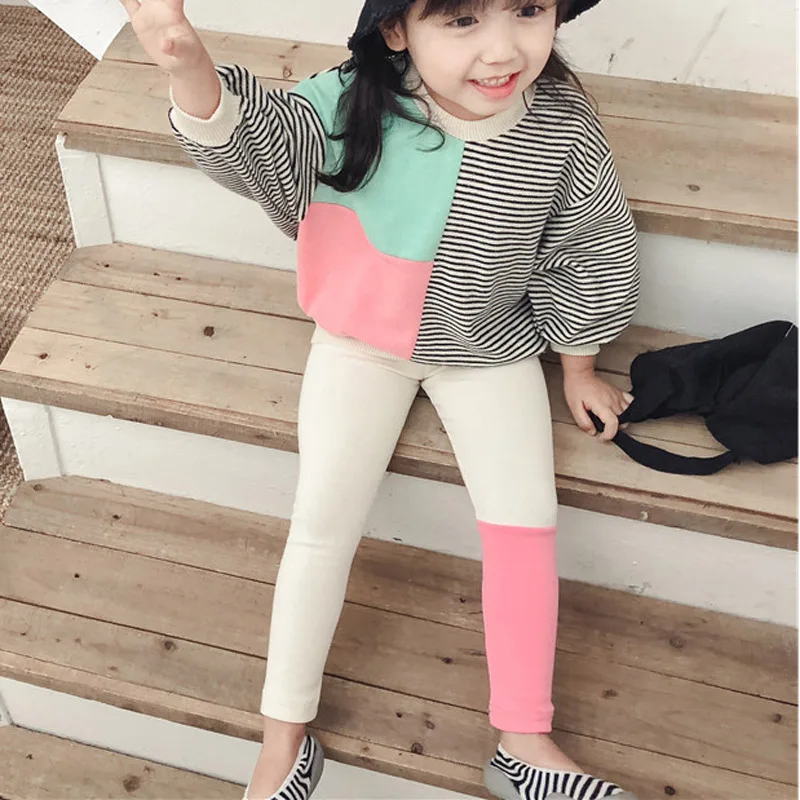 2Pcs Autumn Baby Girl Clothes Girl Clothing Set Cute Long Sleeve Top+Pants Suit Kids Clothes For Girl Splice Children Clothes - Цвет: Бежевый